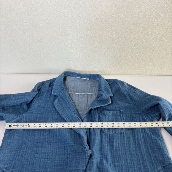 Soft Surroundings Chambray Denim Frayed Edge Jacket Size 3X Blue Pockets Artsy - Picture 10 of 12